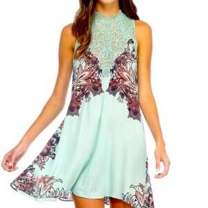 Free People Marsha Print Lace Neck Mini Slip Dress from Intimately FP Size S